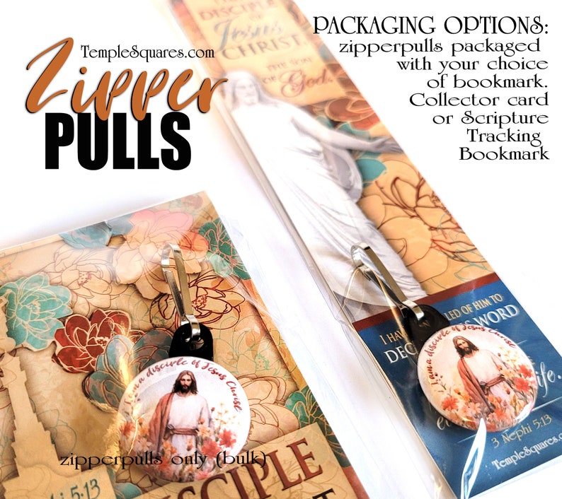 Zipper Pulls Think Celestial plus Optional Card or Scripture Tracking Bookmark. 2024 Youth Theme Birthdays Baptism Young Women YW image 3