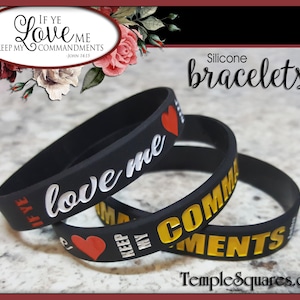 Silicone Bracelet Wristbands YW YM Theme Come Follow Me If Ye Love Me Keep My Commandments LDS Christmas gift birthday Young Women