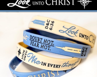 Silicone Bracelets. Look Unto Christ 2025 Youth Theme girls camp, Valiant day camp, EFY, FSY, conference.