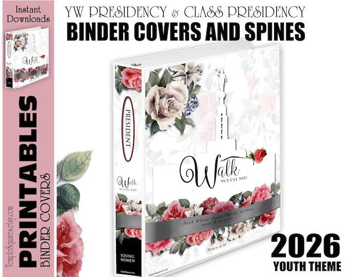 Editable PDF YW Presidency and Class Calendar Planner Agendas 2026 Theme Walk With Me LDS Printable Bundle Young Women