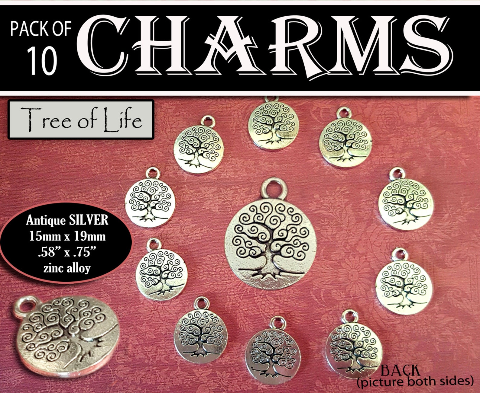 Pack of 10 Tree of Life Charms Antiqued Silver LDS Craft Etsy