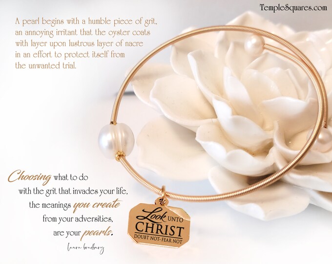 Real Natural Pearl Charm Bracelet. 2025 Theme Look Unto Christ YW Young Women Theme