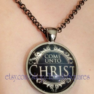 Come Unto Christ Necklace Pendant YW Young Women Relief Society Missionary Gifts Quantity Prices as low as 5 Dollars each imagem 1
