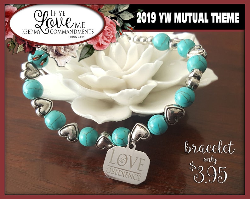 WHOLESALE Charm Bracelet YW 2019 Love /& Obedience Young Women LDS Mutual Theme Jewelry TurquoisE New Beginnings Christmas Birthday gift
