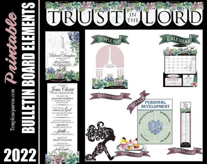 New Young Women Theme 2020 YW bulletin board printables Go and Do youth 1 Nephi 3:7 banners, birthday temple LDS Goals Beloved