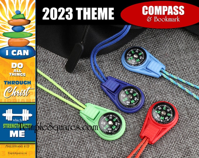 2023 I Can Do All Things Through Christ Theme Compass and Bookmark.  Young Men Camp High Adventure Activities Girls Camp Gift YM YW LDS