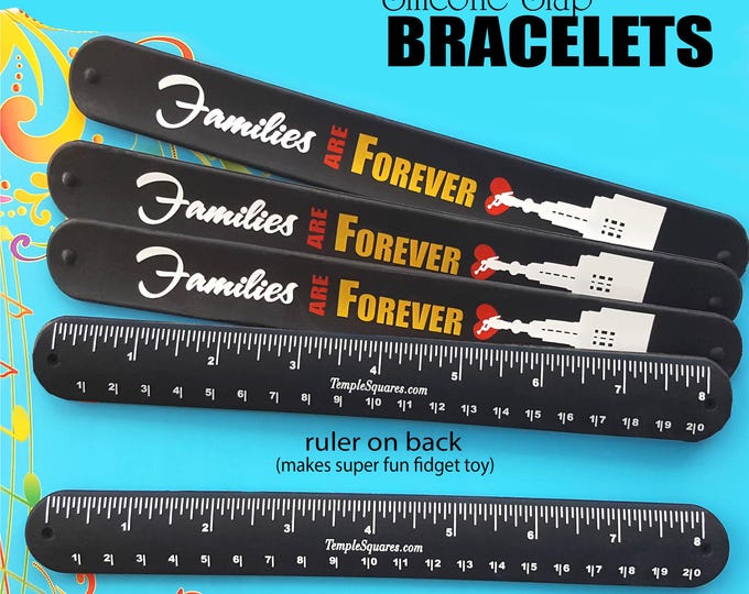 Primary  "Families Are Forever" silicone slap bracelet wristbands. Makes great fidget toys, birthday gift, Christmas gifts