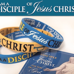 Beautiful Silicone Wristband Bracelets. I Am a Disciple of Jesus Christ YW 2024 Primary and Youth Theme with Card, Bookmark or Sticker image 1