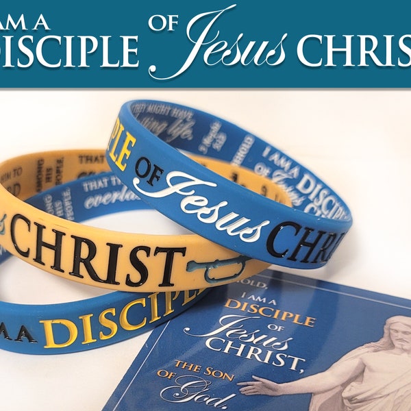 Beautiful Silicone Wristband Bracelets. "I Am a Disciple of Jesus Christ" YW 2024 Primary and Youth Theme with Card, Bookmark or Sticker