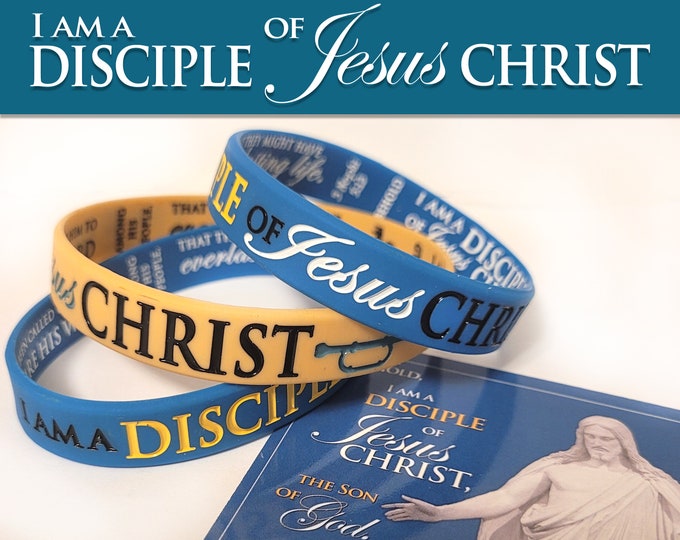 Beautiful Silicone Wristband Bracelets. "I Am a Disciple of Jesus Christ" YW 2024 Primary and Youth Theme with Card, Bookmark or Sticker