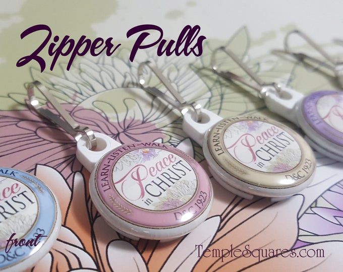 Zipper Pulls "Peace In Christ" Doctrine & Covenants theme Gift for Birthdays, Baptism, Relief Society, Missionary Gifts YW Scripture Bag