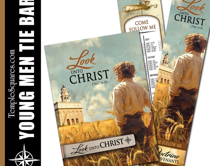 Look Unto Christ Tie Bar YM Young Men 2025 Youth Theme Engraved Stainless Steel Ward Fathers Day Gifts Priesthood Preview Christmas Primary