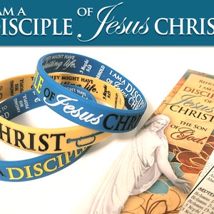 Beautiful Silicone Wristband Bracelets. I Am a Disciple of Jesus Christ YW 2024 Primary and Youth Theme with Card, Bookmark or Sticker image 4