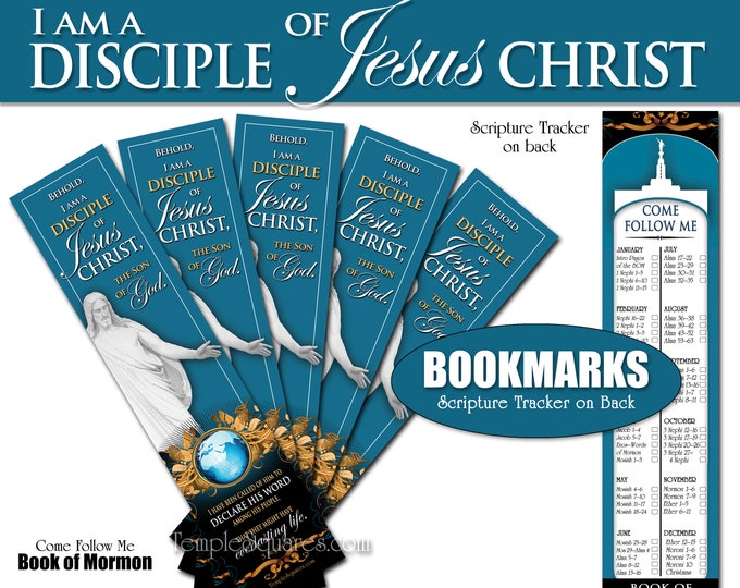 Pack of 10 Scripture Tracking Bookmarks -I am a Disciple of Christ- 2024 youth theme 2024 YW YM theme. Scripture Study Book of Mormon