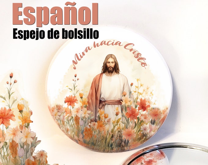 Español Mira Hacia Cristo. Espejo de bolsillo.  Spanish Look unto Christ Pocket Mirror for 2025 YW Youth Theme Young Women for Christmas