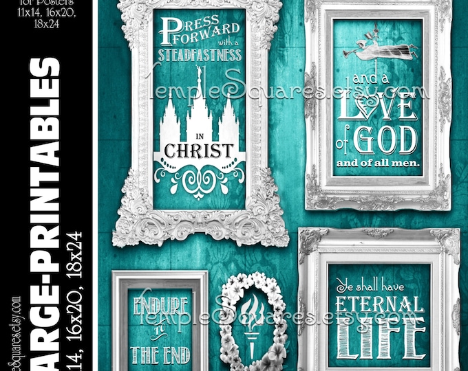 LARGE printable poster sizes yw Press Forward with Steadfastness in Christ Young Women digital teal vintage chalkboard
