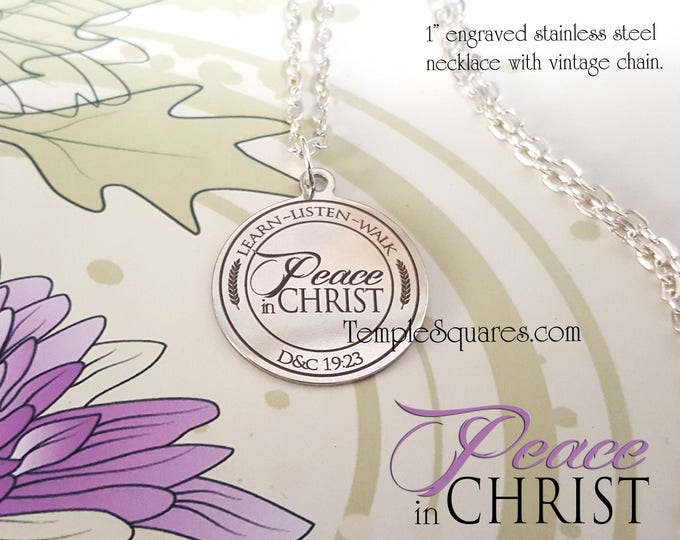 YW Peace in Christ - Pendant Necklace Young Women, Engraved Stainless Steel gifts - Youth Theme Birthday Gift New Beginnings FSY