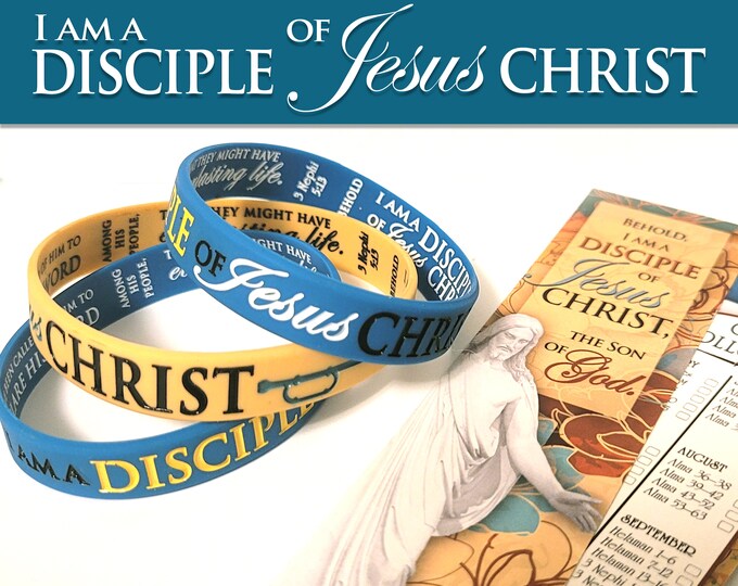 Beautiful Silicone Wristband Bracelets. "I Am a Disciple of Jesus Christ" YW 2024 Primary and Youth Theme with Card, Bookmark or Sticker