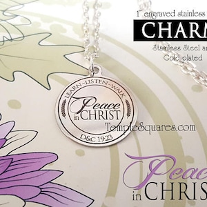 YW Peace in Christ - Doctrine and Covenants Theme for Pendant Necklace Young Women, Engraved Stainless Steel Charms for Come Follow Me 2025