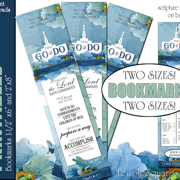 PRINTABLE Bookmarks I Will Go and Do 2020 Youth YW Mutual Theme LDS Young Women with Temple  1 Nephi 3:7 Instant Download Come Follow Me