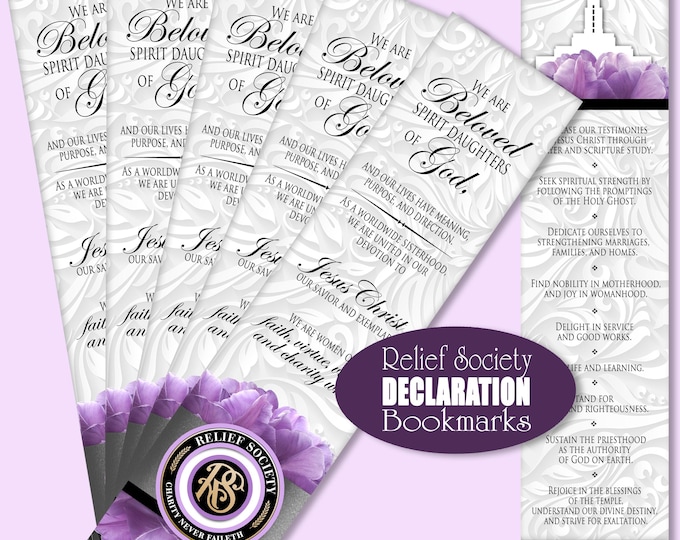 Pack of 10 Bookmarks - 2025 Relief Society Declaration - Charity Never Faileth