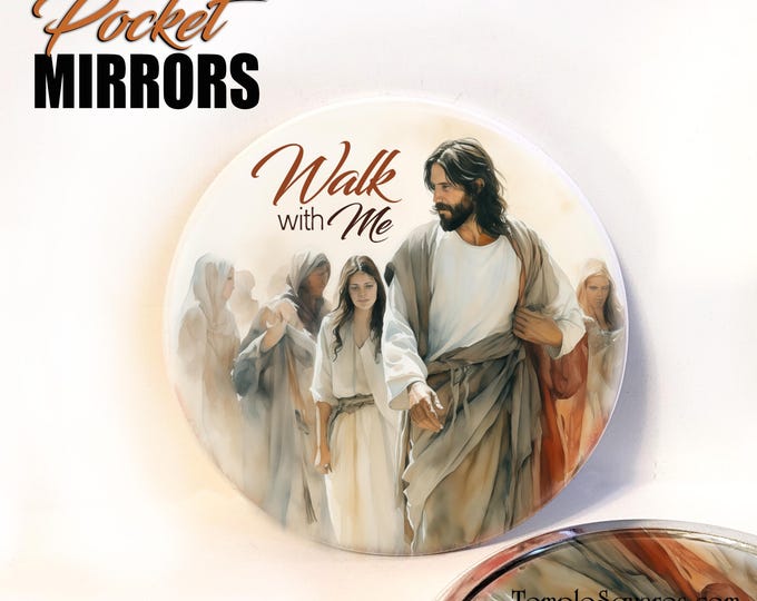 Walk with Me - Pocket Mirror for 2026 Young Women Theme  with Optional Scripture Tracking Bookmark for Christmas Birthday Come Follow Me