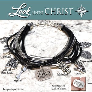 Multi Strand Charm Bracelet &quot;Look unto Christ&quot; 2025 YW Young Women Theme Jewelry Birthday or Christmas Gifts