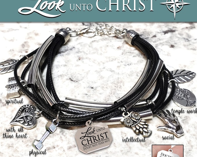 Multi Strand Charm Bracelet "Look unto Christ" 2025 YW Young Women Theme Jewelry Birthday or Christmas Gifts