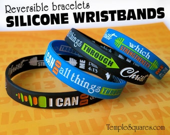 Colorful Silicone Wristband Bracelets. "I Can Do All Things Through Christ" YW 2023 Primary and Youth Theme with Card, or Bookmark