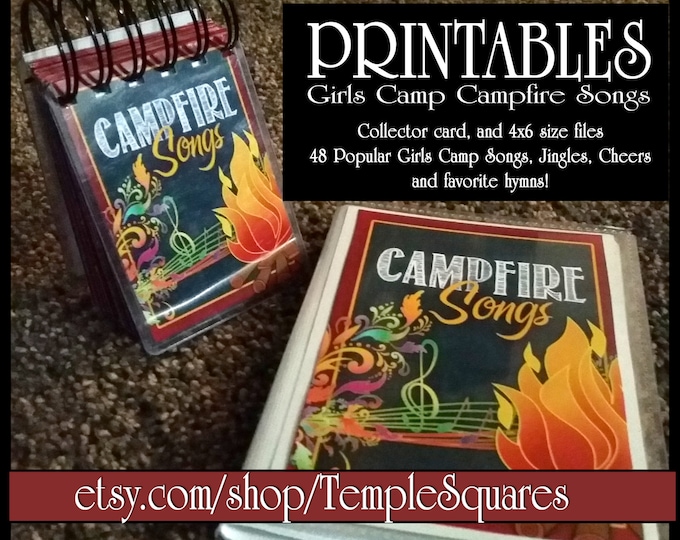 PRINTABLES Girls Campfire Songs Book. Non Denomination Version. Jingles and Songs in 2 Sizes. Girls Scout Camp and Brownies. DIY Printable