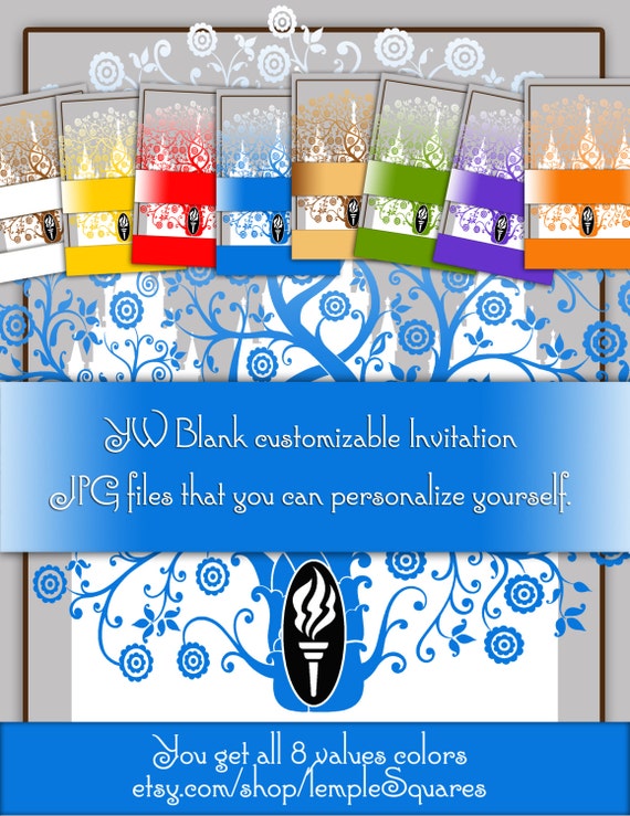 Printable - diy customize, personalize yourself invitation blanks young  women temple art