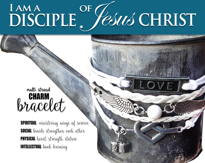 Multi Strand Charm Bracelet "I Am A Disciple of Jesus Christ" 2023 YW Young Women Theme Jewelry Christmas 3 Nephi 5:13