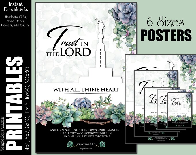 2022 YW Theme Trust in the Lord Printable Posters and Handouts Young Women LDS Home Decor Succulents Instant Digital Download Relief Society