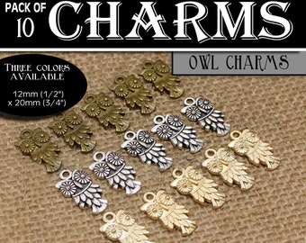 Owl Charms - YW Ask of God Ask in Faith Mutual Theme Pack of 10 Charms diy Jewelry Findings for Necklaces, Bracelets LDS Craft Supplies