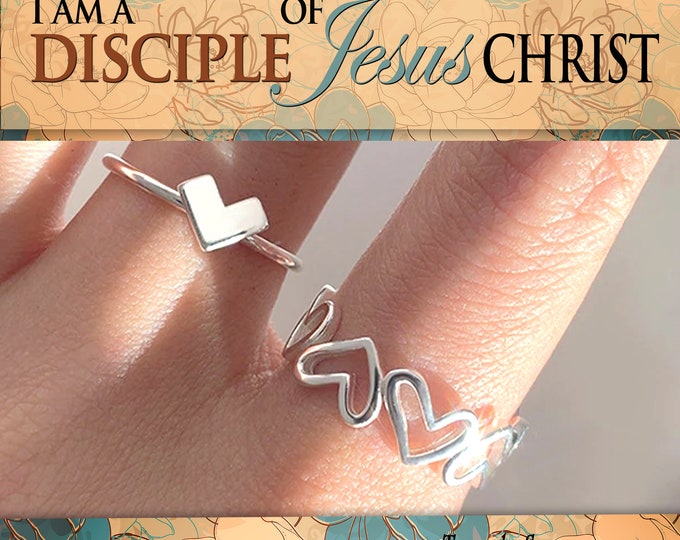 Heart Adjustable Rings YW 2024 Youth Theme I Am A Disciple Of Christ Come Follow Me Young Women Christmas Relief Society Gift idea