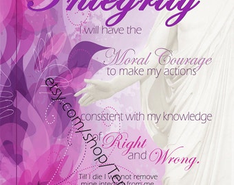 Printable - 3 sizes! LDS Young Women Personal Progress Values "Integrity" Floral Christ Art 2014 Instant Download Digital Files