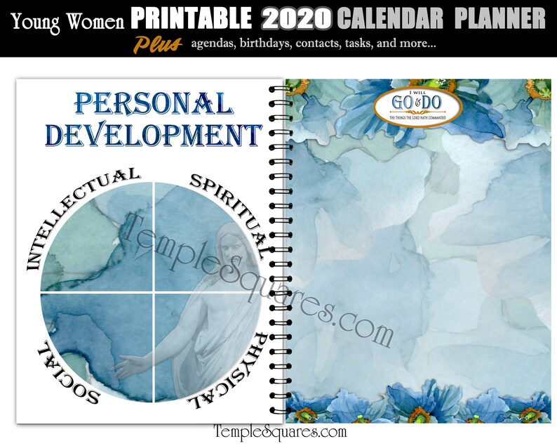 Editable PDF YW Presidency Calendar Planner Agendas Cover 2020 Etsy