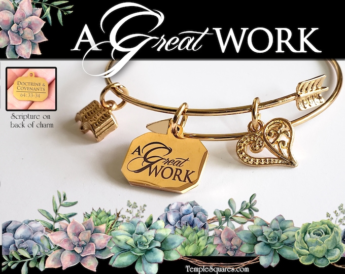 YW A Great Work YW Theme Engraved Charm Bracelet Young Women Jewelry Charms Missionary gift New Beginnings Relief Society Christmas LDS