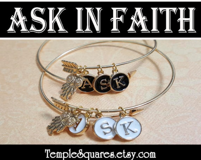 YW Ask of God Ask in Faith Charm Bracelets Young Women Theme Jewelry Charms Girls Camp, Graduation Gift, Birthday Gifts Typewriter Keys