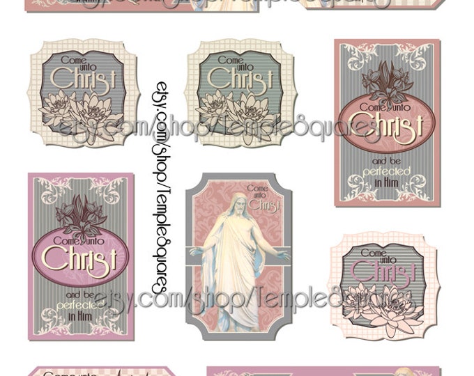 Printable Files for Vintage Style Gift Tags or Labels Come Unto Christ Young Women  Relief Society Missionary Seminary Youth Conference