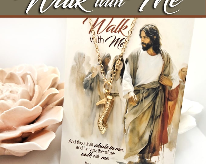Walk with Me necklace. 2026 Young Women Theme. Gift for Christmas, Birthdays Moses 6:34 Come Follow Me. Optional Scripture Tracking Bookmark
