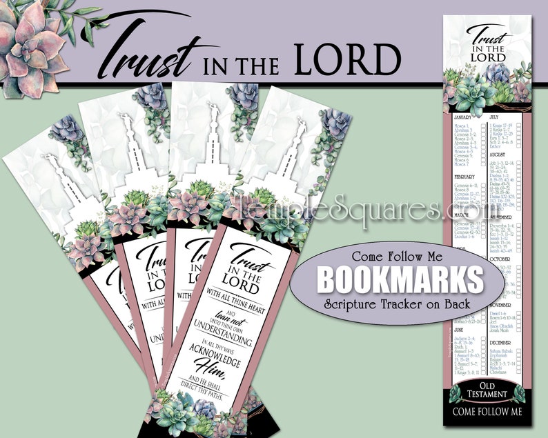 Trust in the Lord 2022 YW Youth Theme Bronze Metal Floral Bookmark with Glass Dome Plus Scripture Tracking Bookmark Come Follow Me Study image 3