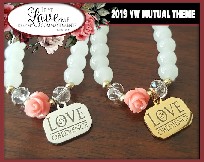 WHOLESALE Charm Bracelet YW Love & Obedience If Ye Love Me Keep My Commandments Young Women Christian Theme Jewelry Natural Stone Bead