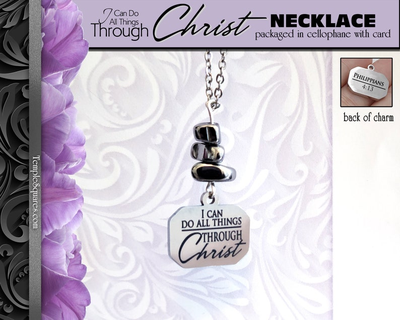 2023 I Can Do All Things Through Christ Stacked Stones Necklaces. YW Young Women Theme Christmas Jewelry Relief Society image 1