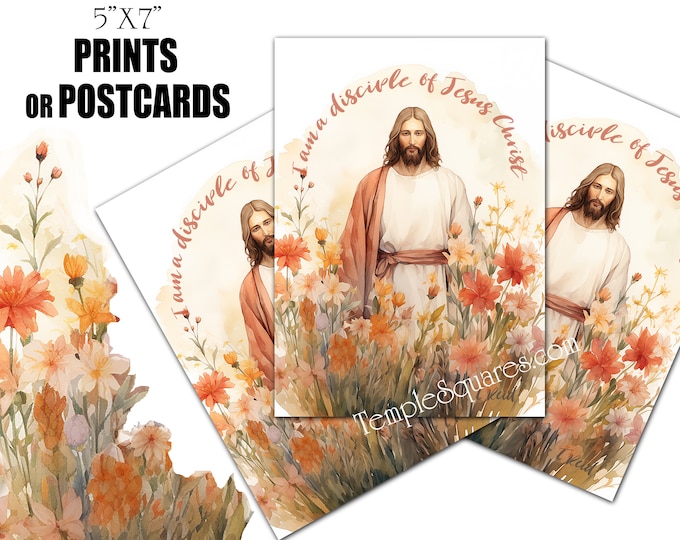 Beautiful Watercolor PRINT.  5"x7" 2024  I am a Disciple of Jesus Christ YW Young Women Theme Jewelry Christmas Birthday Gifts Post Card