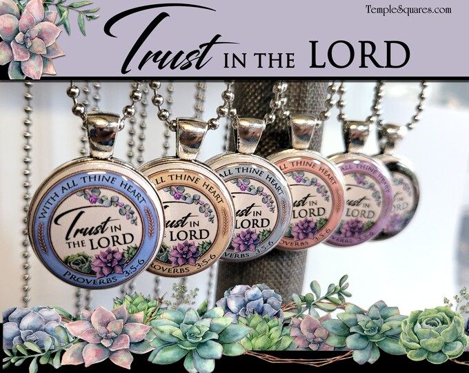 Trust in the Lord Necklaces YW Young Women Children and Youth Theme for Birthdays, Baptism, Young Women YW Come Follow Me LDS