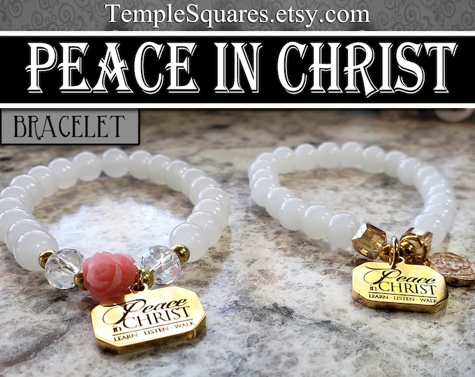 YW theme Come Follow Me Peace In Christ Charm Bracelets Young Women Jewelry gifts birthday gift missionary jewelry Natural Stone Beads