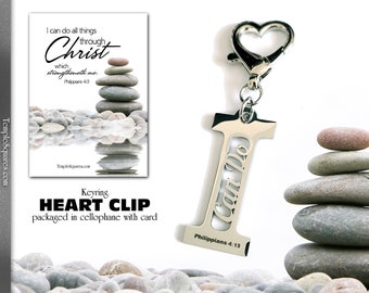 Stainless Steel Engraved Heart Clip 2023 I Can Do All Things Through Christ + Scripture Tracking Bookmark. YW Young Women Theme Christmas