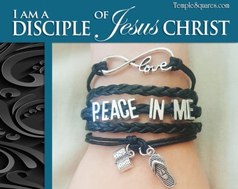 Bracelet à breloques multirangs Peace in Christ « Je suis un disciple de Jésus-Christ » 2024 JJ jeunes filles bijoux thème Noël 3 Néphi 5:13