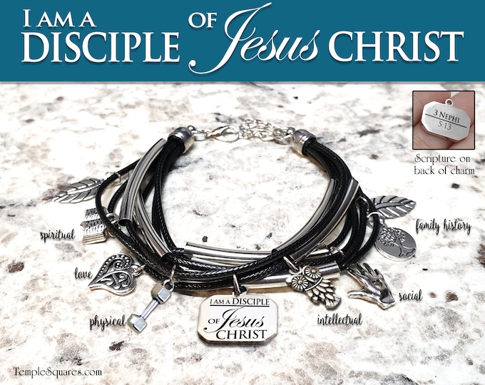 Multi Strand Charm Bracelet "I Am A Disciple of Jesus Christ" 2023 YW Young Women Theme Jewelry Christmas 3 Nephi 5:13